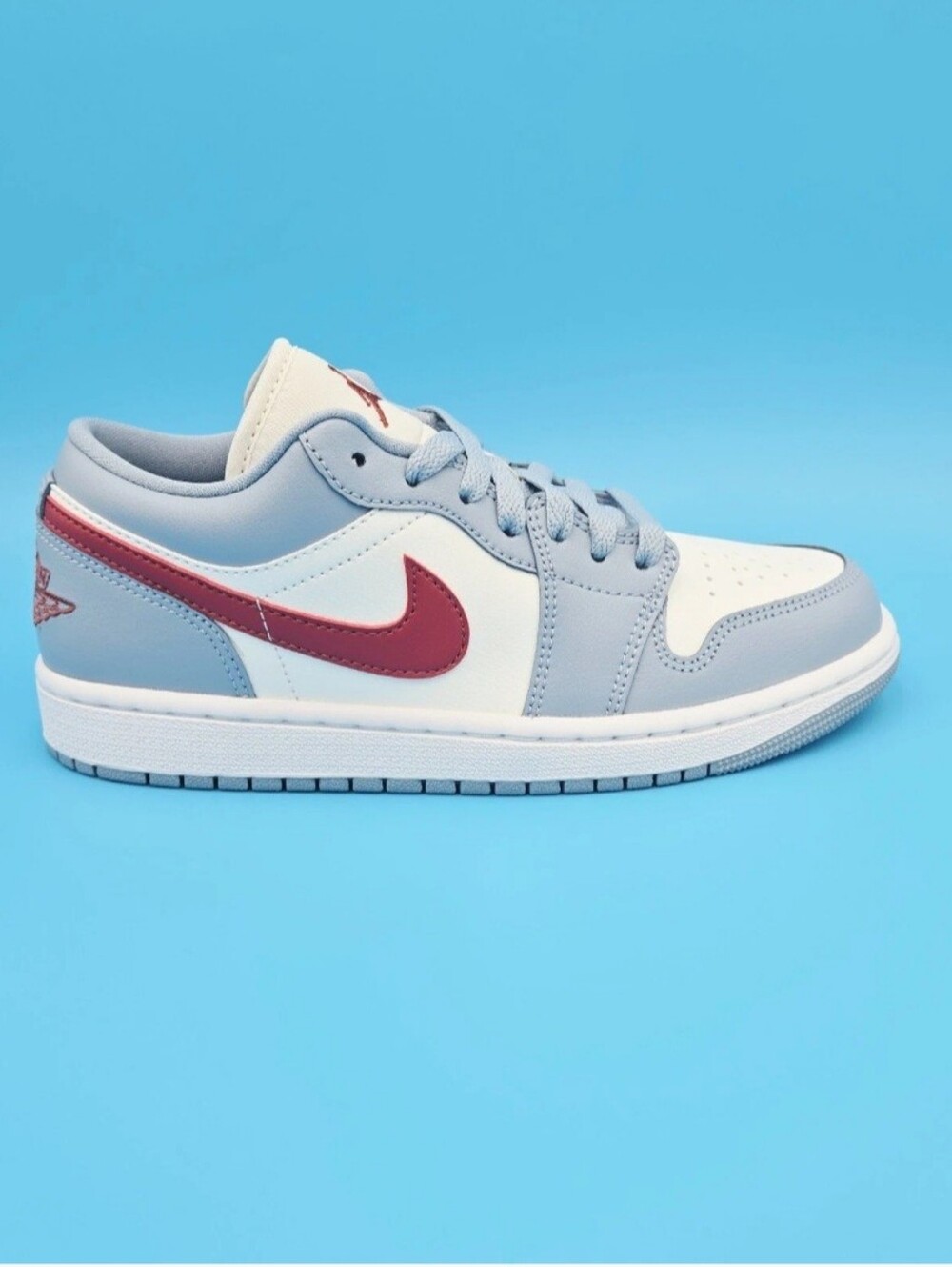 Women's AIR JORDAN 1 Low Sail/Dune Red-Blue Grey-White Size 7  DC0774 164 New
